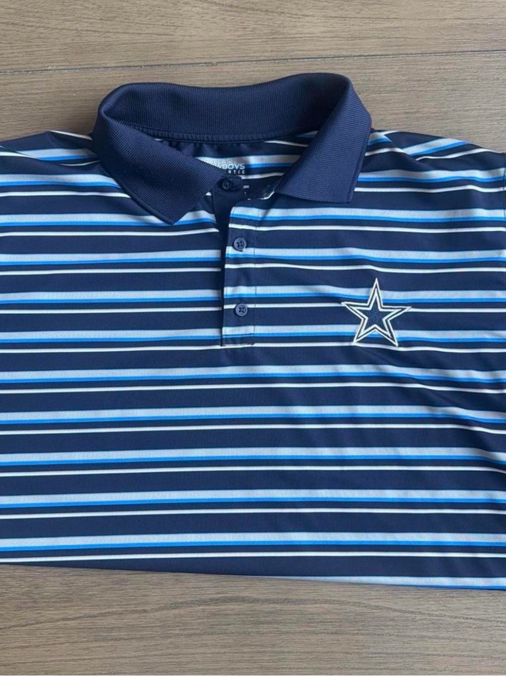 Used Men's Navy & Light Blue Striped Polo